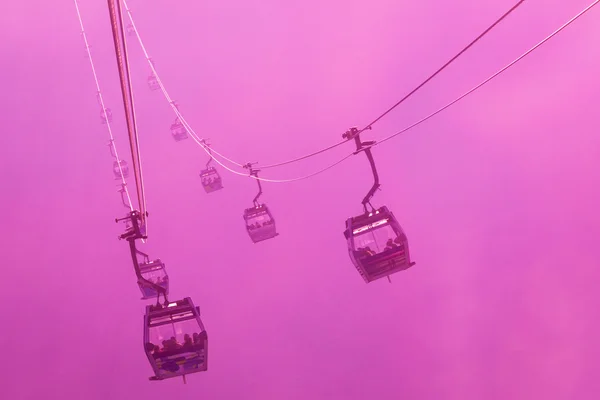 Silhouette Cable Cars in fog — Stock Photo, Image