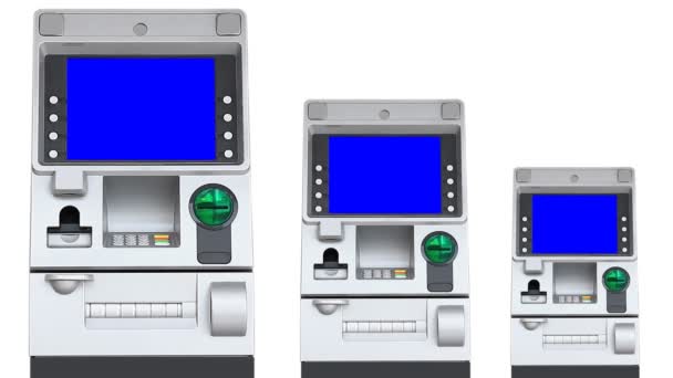 Display schermo blu ATM (Automatic Teller Machine) (ripetere ) — Video Stock