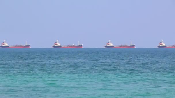 Groot container schip zeilen in de kust (multi schip, REPEAT) — Stockvideo