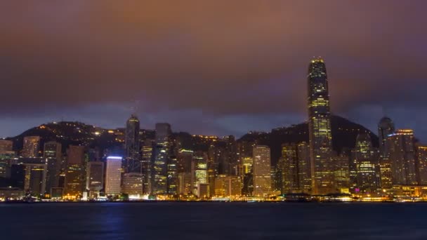 Time Lapse Hong Kong Cityscape noite a dia (zoom out ) — Vídeo de Stock