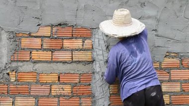 Emek inşaat sitesindeki sıva duvar çalışma