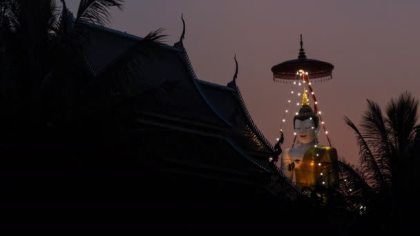 Big Buddhastatyn och Silhouette templet skymningen himmel av Thailand — Stockvideo
