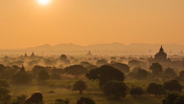 Balonlar antik imparatorluğun Bagan Myanmar (Burma üzerinde) — Stok video