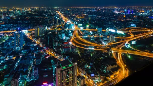 Time Lapse Night Paisaje urbano de Bangkok City, Tailandia — Vídeos de Stock