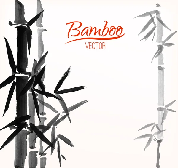 Bamboe sumi-e inkt geschilderd kaart — Stockvector