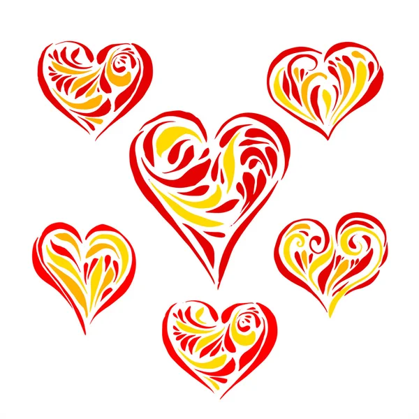 Набор нарисованных вручную сердец — стоковый вектор