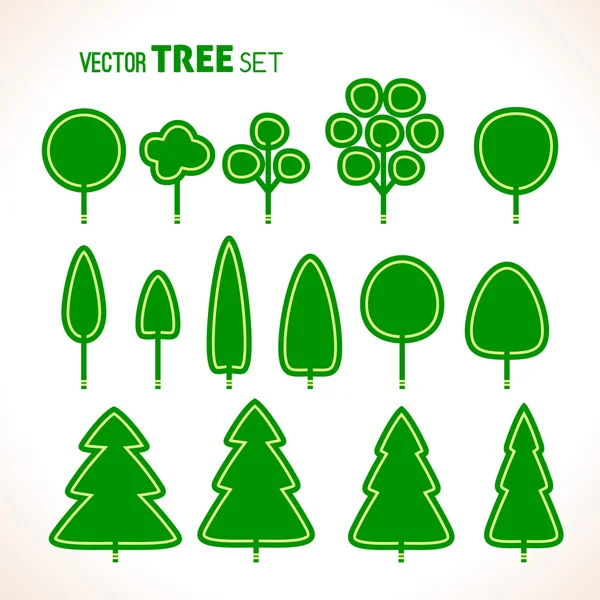 Set di icone alberi verdi — Vettoriale Stock