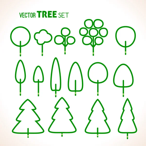 Set di icone alberi verdi — Vettoriale Stock