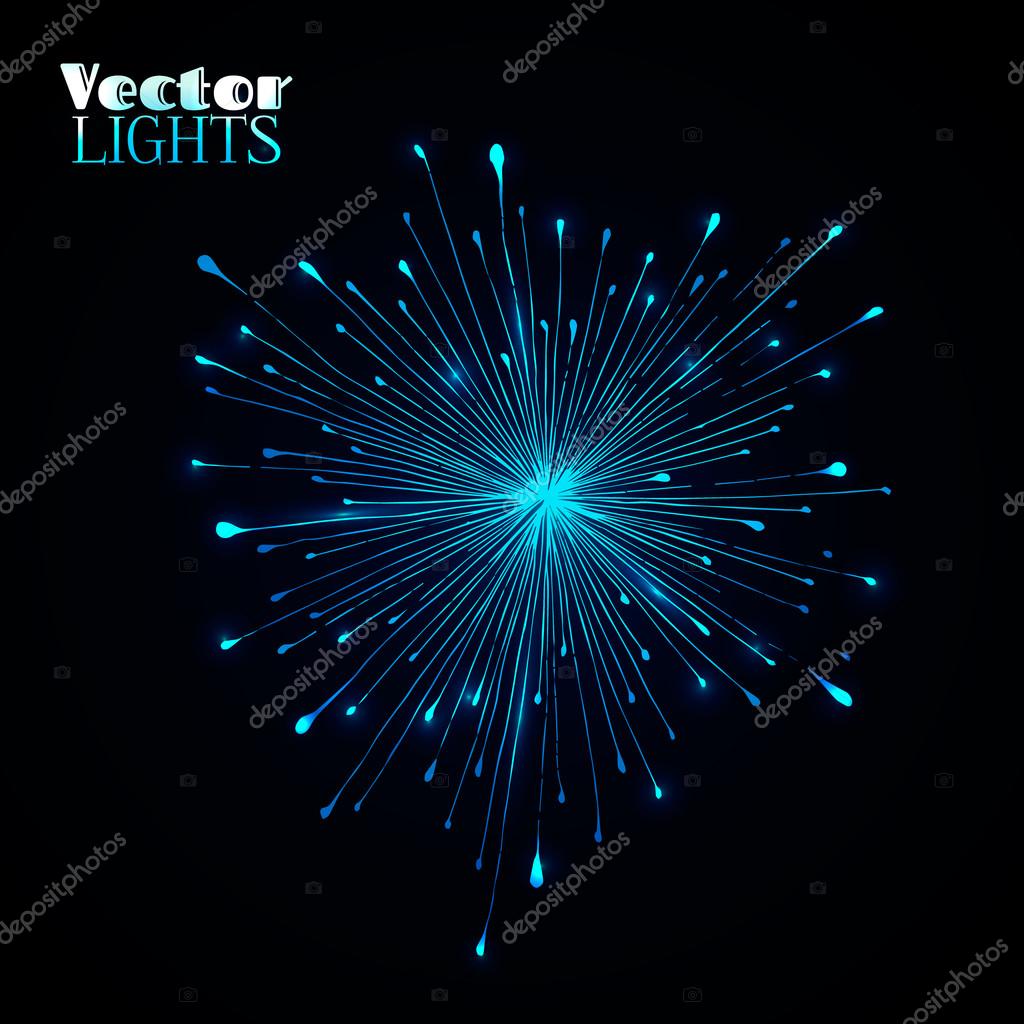 Color fireworks hand drawn vector for logo, identity on dark blue background, design template for Corporate, Media, Technology style