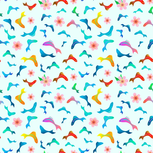 Tropical fish seamless pattern — Stock Vector