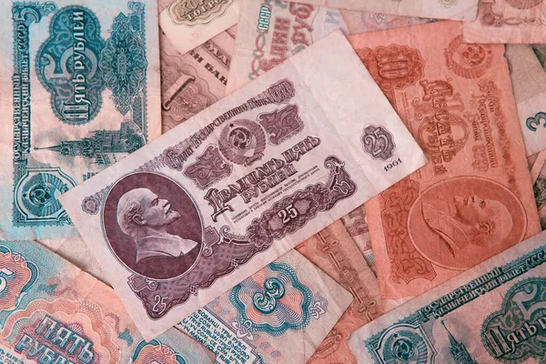 旧苏联货币复古货币背景 — 图库照片