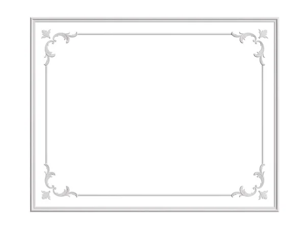 Классическая Белая Рамка Декоративным Декором Изолирована Белом Фоне Цифровая Иллюстрация — стоковое фото