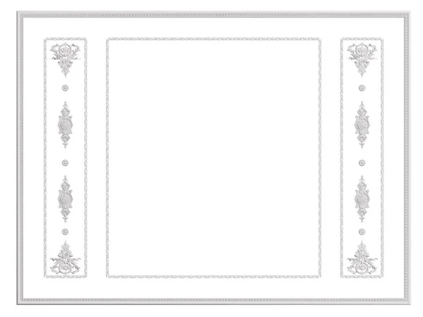 Classic White Frame Ornament Decor Isolated White Background Digital Illustration — Stock Photo, Image