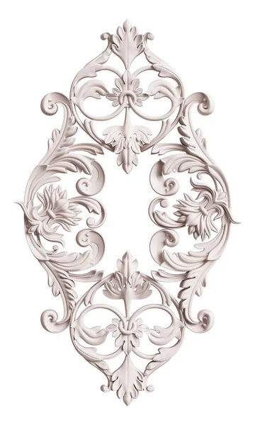 Классическая Белая Рамка Декоративным Декором Изолирована Белом Фоне Цифровая Иллюстрация — стоковое фото