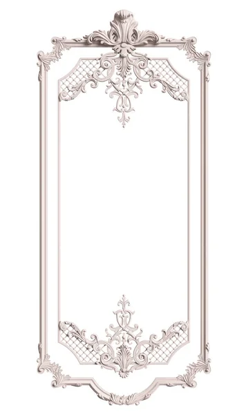 Classic White Frame Ornament Decor Isolated White Background Digital Illustration — Stock Photo, Image