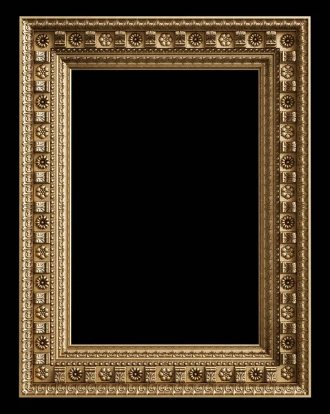 Klassiek Gouden Frame Met Ornament Decor Geïsoleerd Zwarte Achtergrond Digitale — Stockfoto