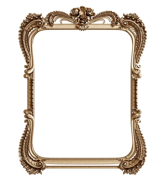 Classic Golden Frame Ornament Decor Isolated White Background Digital Illustration — Stock Photo, Image