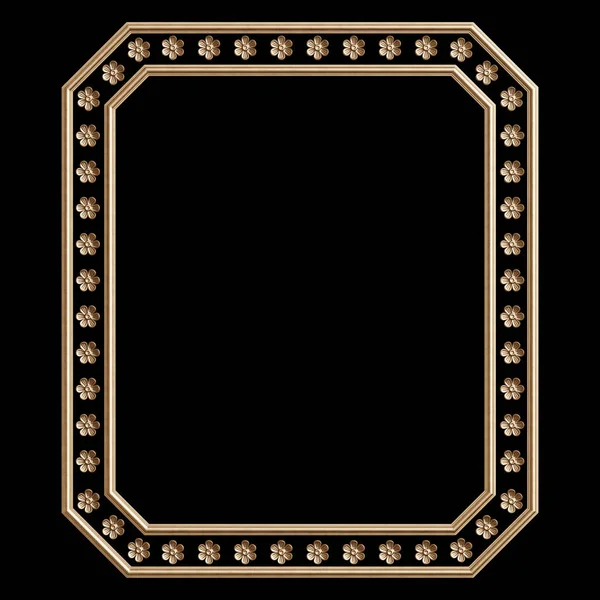 Klassischer Goldener Rahmen Mit Ornamentdekor Isoliert Auf Schwarzem Hintergrund Digitale — Stockfoto
