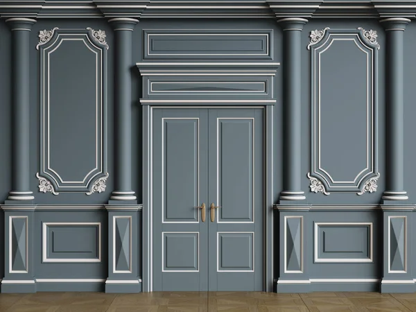 Classic Interior Wall Mouldings Floor Parquet Herringbone Digital Illustration Rendering — Stock Photo, Image