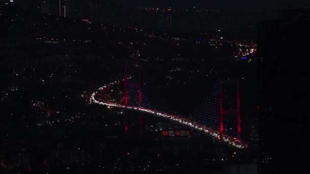 Vista Ciudad Nocturna Estambul Desde Una Altura Vista Nocturna Del — Vídeos de Stock