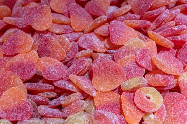 Kırmızı kalp şeklinde marmelat. Doku arkaplanı.