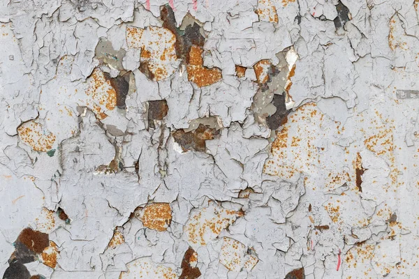 Tinta Velha Escamosa Está Desmoronando Uma Placa Metal Enferrujado — Fotografia de Stock
