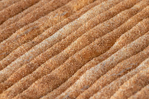 Vista Dall Alto Dei Bastoncini Pane Baguette Cosparse Semi Sesamo — Foto Stock