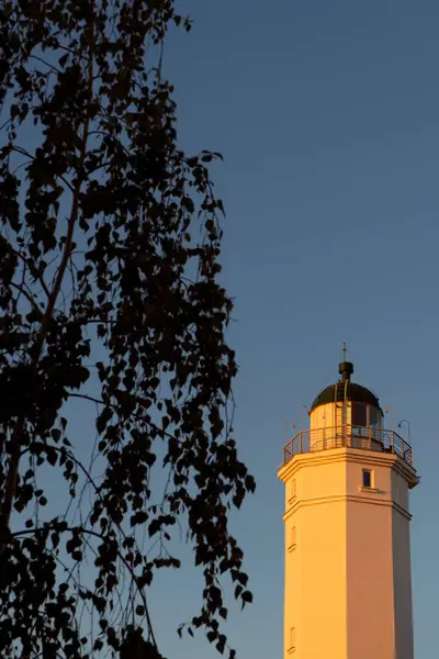 Vuurtoren Bij Zonsondergang Hemel Zomertijd — Stockfoto