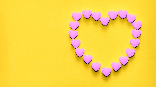 Heart Shaped Tablets Form Heart Shape Yellow Background — Stock Photo, Image