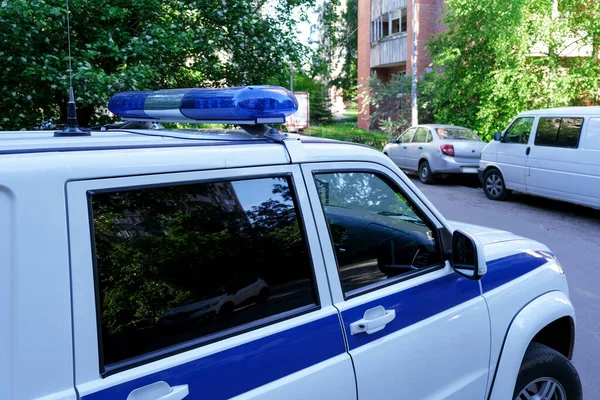 Polizeiauto Russischer Streifenwagen Die Inschrift Polizei — Stockfoto