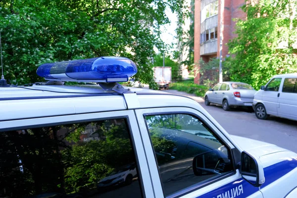 Polizeiauto Russischer Streifenwagen Die Inschrift Polizei — Stockfoto