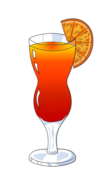 Elszigetelt koktél. Vektor illusztráció. Kézrajz. Nyári alkoholos ital. Citrusgyümölcslé. — Stock Vector