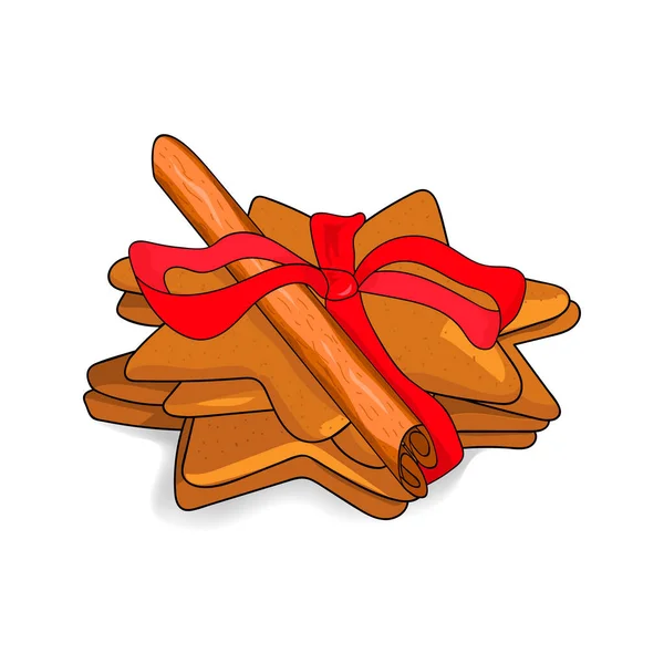 Biscoitos de Natal na forma de uma estrela. Elemento de Ano Novo de design. Desenho manual. Ilustração vetorial. —  Vetores de Stock
