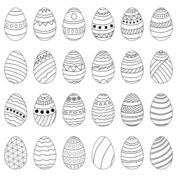 Conjunto Huevos Pascua Con Diferentes Patrones Adornos Elementos Diseño Para — Vector de stock
