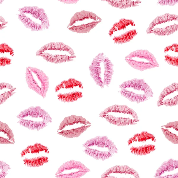 Fundo Batom Beijos Vermelho Rosa Fundo Branco Dia Dos Beijos — Vetor de Stock