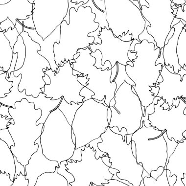 Taslak yapraklarındaki kusursuz desen. Beyaz arka plan. El çizimi. Vektör illüstrasyonu.