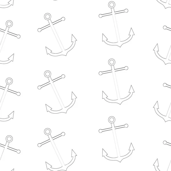 Kontur kotwicy statków na białym tle. Tapeta w stylu kreskówki. Włókna morskie. Rysunek dłoni. Ilustracja wektora. — Wektor stockowy