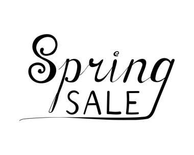 Letting Spring satışı. El çizimi kelimesi. Vektör illüstrasyon yayı.