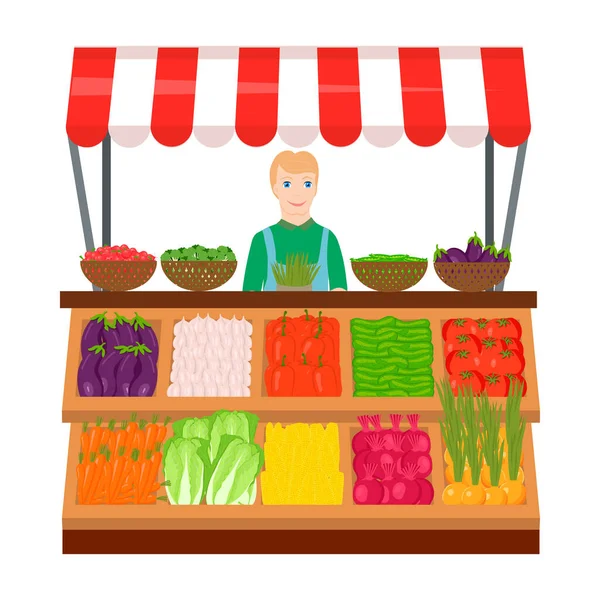 Овощной рынок на белом фоне. Ручной рисунок Векторная иллюстрация — стоковый вектор