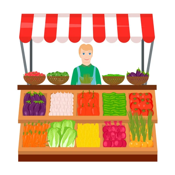 Mercado de verduras sobre un fondo blanco. Dibujo manual. Ilustración vectorial Ilustraciones de stock libres de derechos