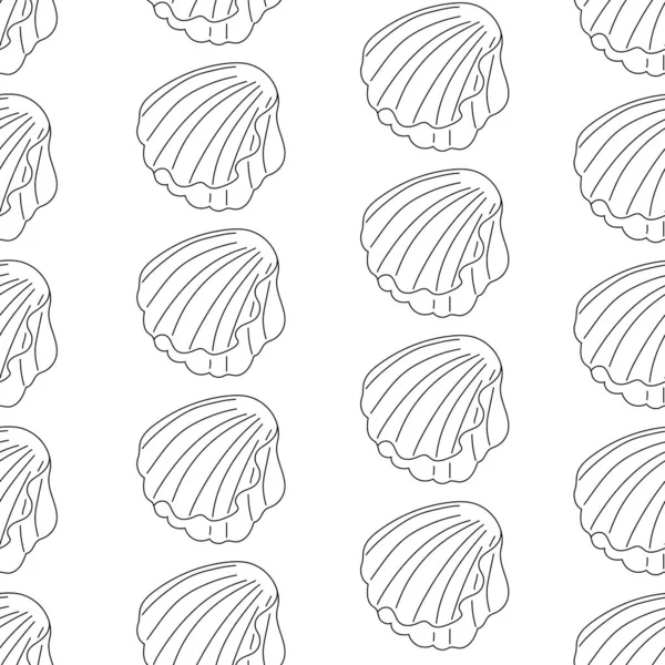概要白を基調とした貝殻。漫画風壁紙。手描き。ベクターイラスト. — ストックベクタ