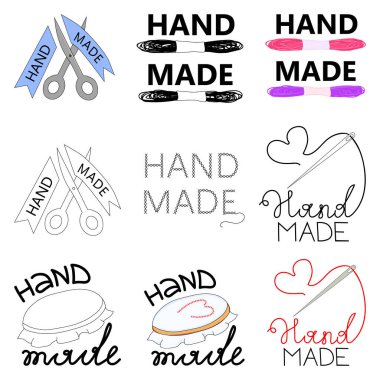 Handmade embroidery, needlework. Hand drawing. Vector illustration.