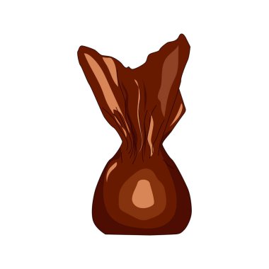 Kahverengi ambalajlı çikolatalı trüf mantarı. Pastane, kafe, fırın logosu. El çizimi. Vektör illüstrasyonu.