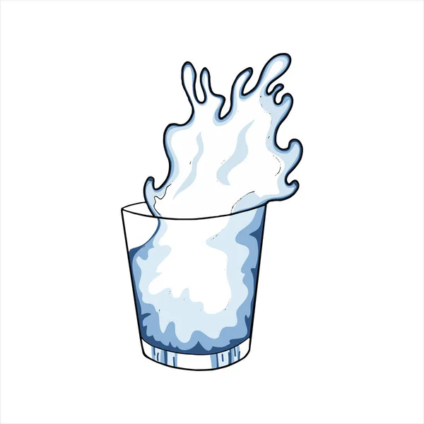Glas Wasser. Handzeichnen. Vektorillustration im Cartoon-Stil. — Stockvektor