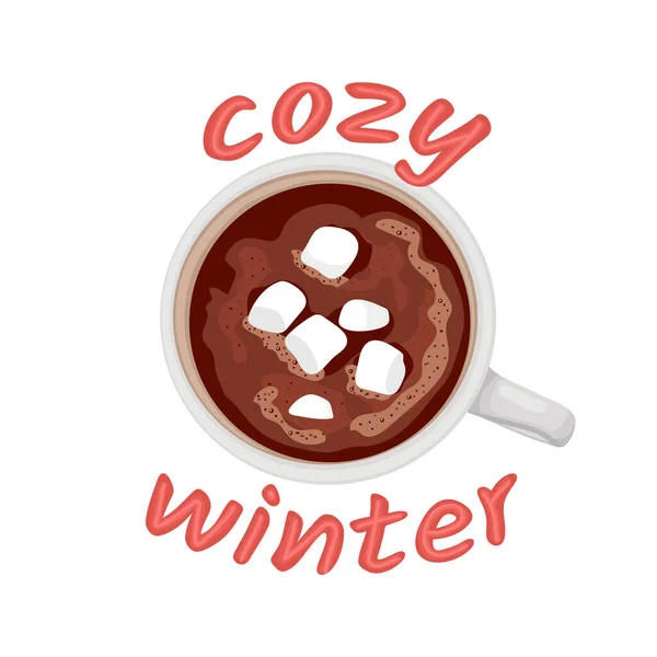 Varm chokladmugg med marshmallows. Isolerad vit kopp på vit bakgrund. Kakao med zephyr. Royaltyfria illustrationer