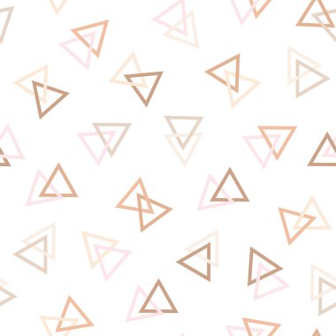 Pembe ve kahverengi üçgenlerin kusursuz deseni. Beyaz arka plan. Vektör illüstrasyonu
