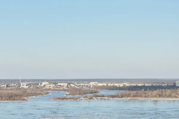 Panorama Över Volgafloden Våren — Stockfoto