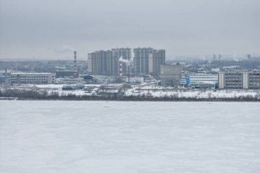 Nizhny Novgorod kasvetli bir kış gününde