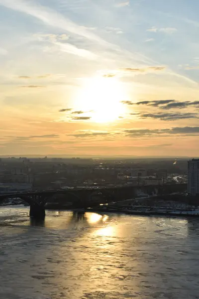 Panorama Över Nizjnij Novgorod Vid Solnedgången — Stockfoto