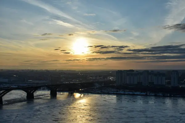 Panorama Nizhny Novgorod Pôr Sol — Fotografia de Stock